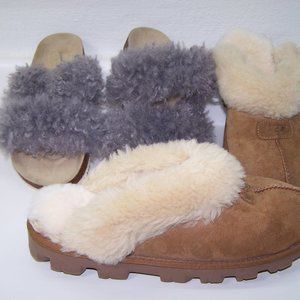 Universal Thread Slides Faux Fur Grey  NWOT & UGG Coquette Slides Chestnut 2pc.s